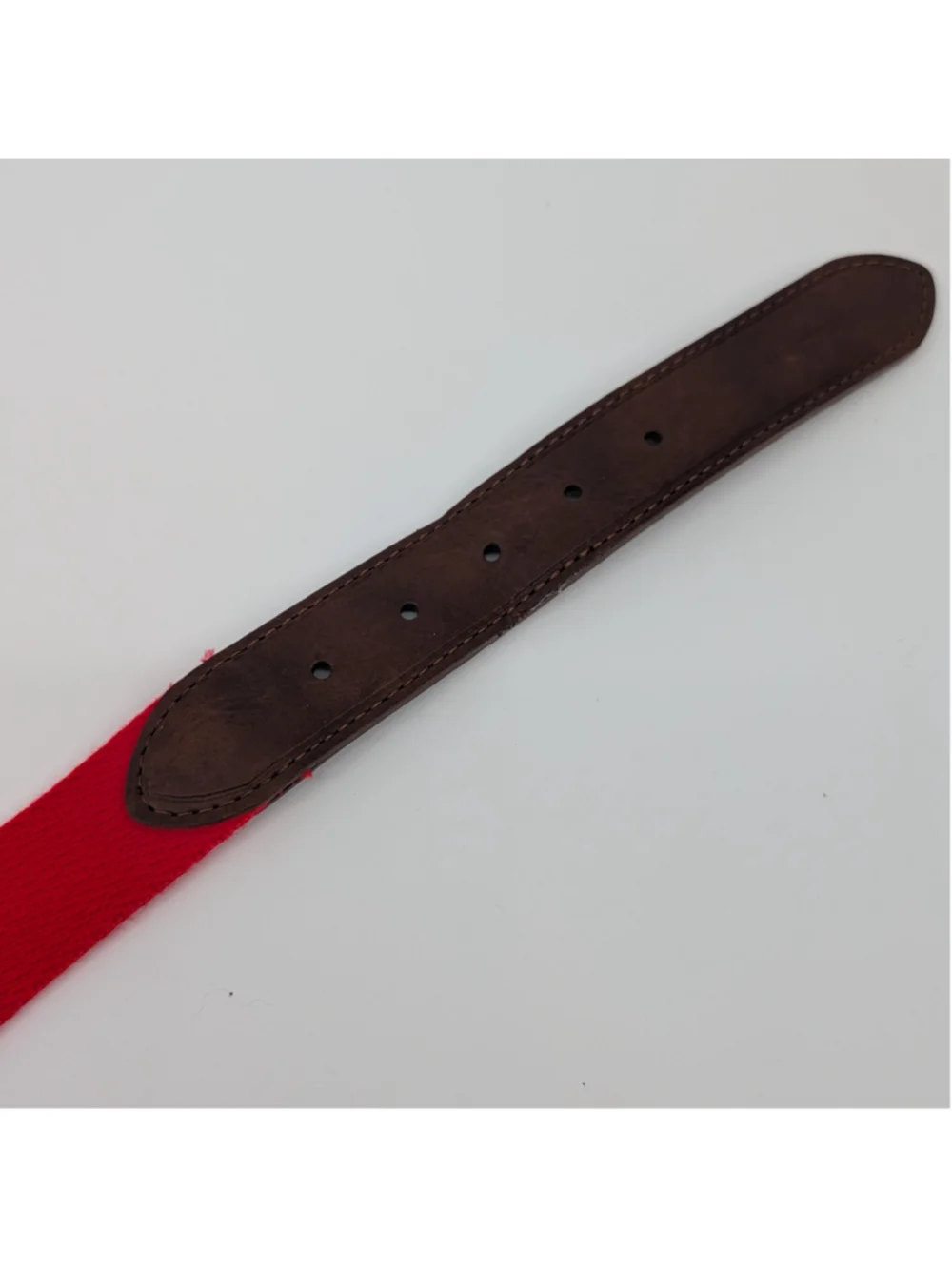 Nautica Men’s Red Webbing Belt Brown Leather Size 40 100 Preppy Golfcore Coastal